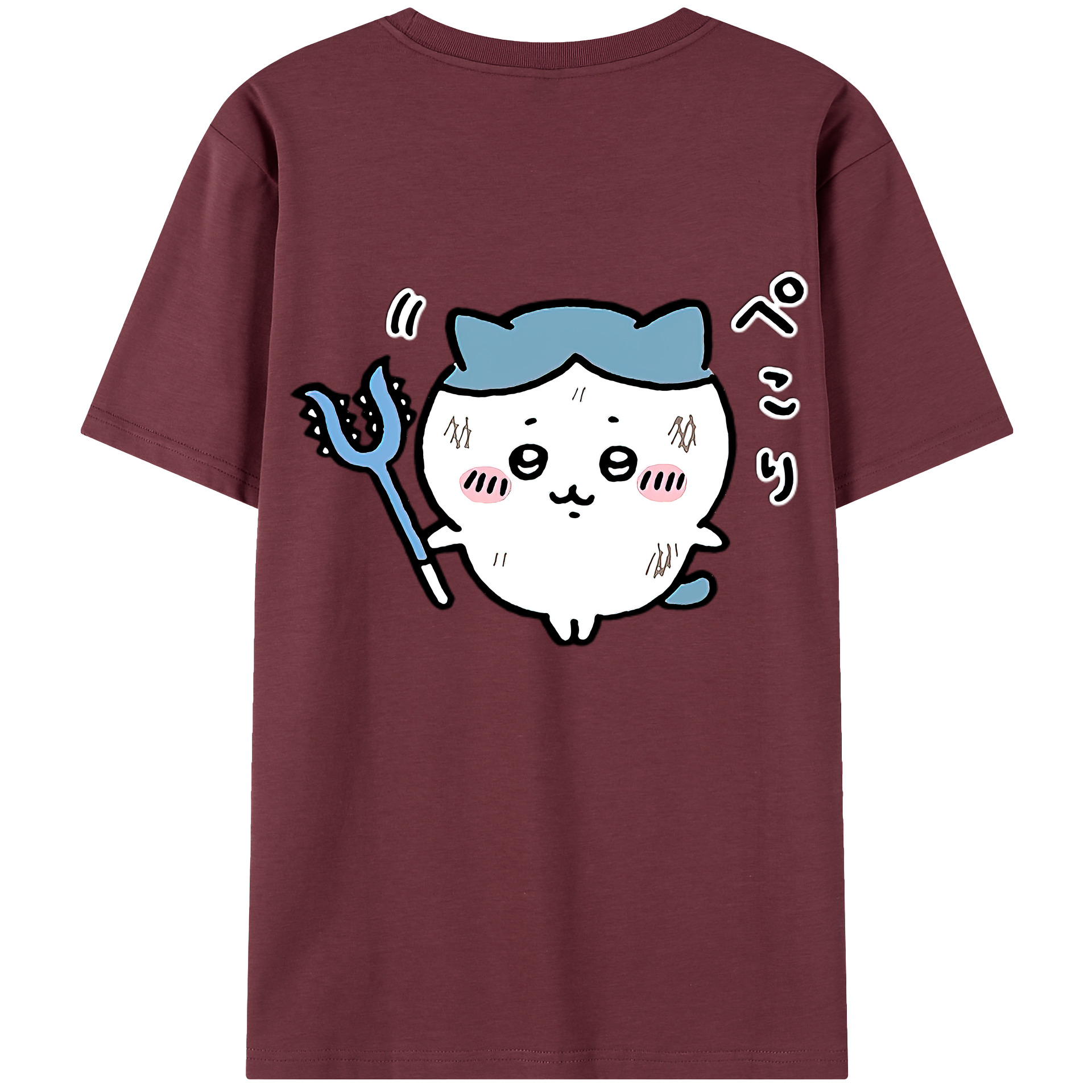 （画像用） ちいかわ ハチワレ Chii-kawa hachiware 綿100％半袖Tシャツ（背面プリント）